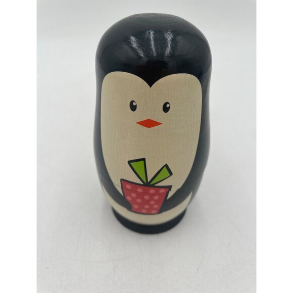 Penguin Nesting Dolls Set Of 5 Hand-Painted Wooden Matryoshka Gift - Picture 10 of 10